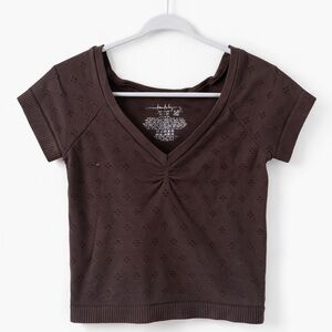 Free People Chocolate Short Sleeve Top